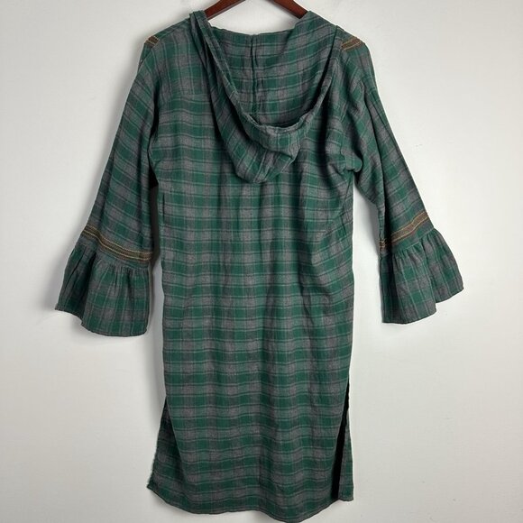 Ivy Jane Embroidered Tunic Top Boho Fairy Hippie Hooded Bell Sleeve Flannel - Picture 6 of 10